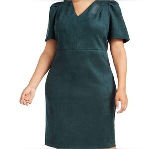 NWOT Calvin Klein Deep Green Midi Faux Suede Dress 20W